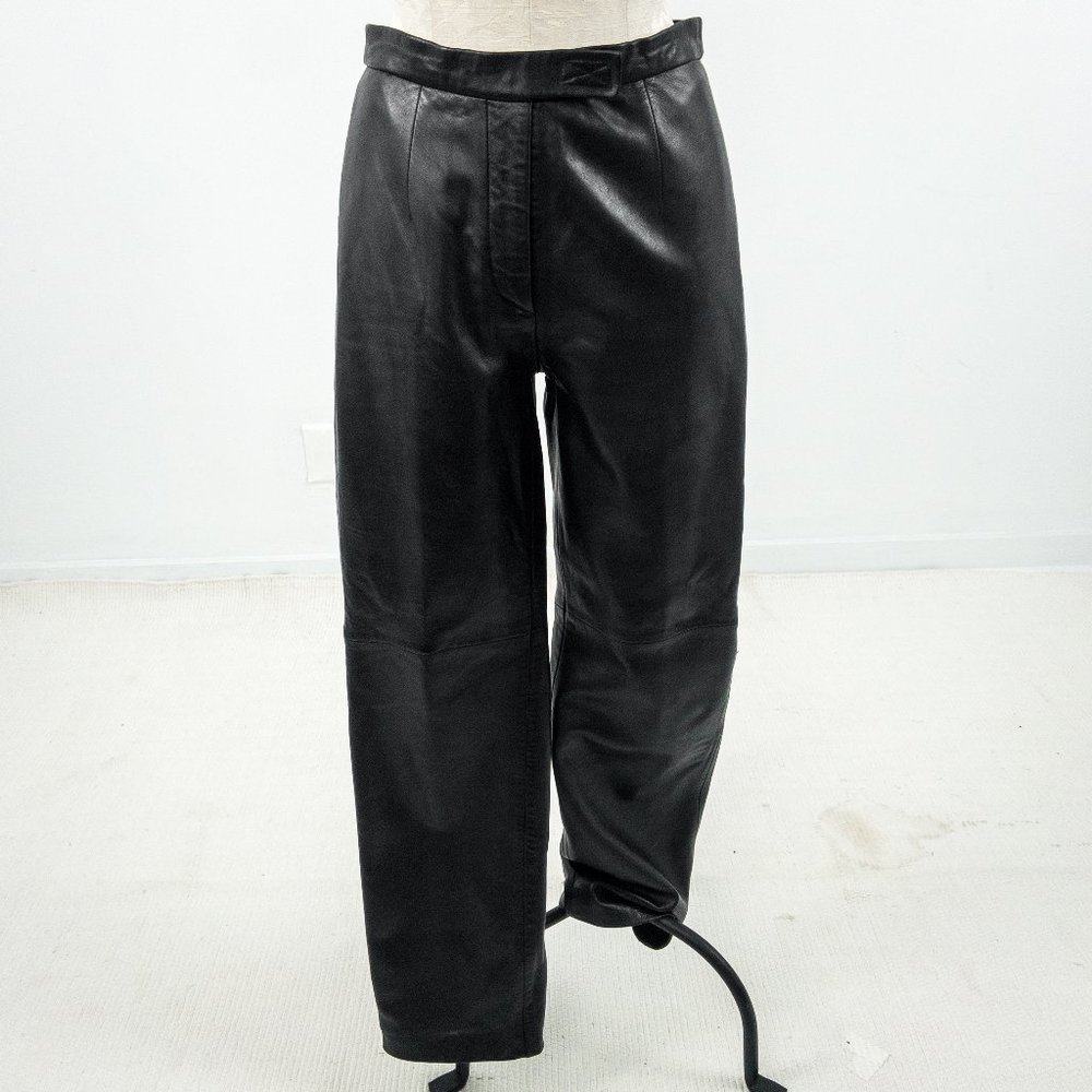 Vintage 4 Leather Highrise Straight Pants Black